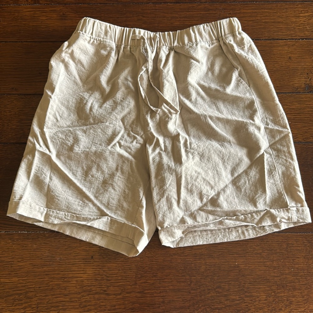 Khaki Flat Front Casual Shorts